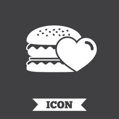 Hamburger icon. Burger food symbol.