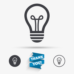 Light lamp sign icon. Idea symbol.