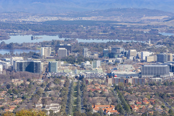 Aerial view of downtown Canberra, Australia