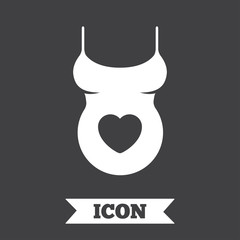 Pregnant woman shirt sign icon. Maternity symbol.