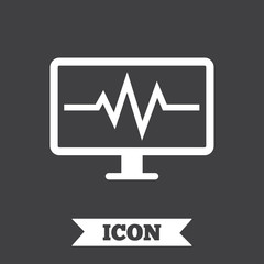 Cardiogram monitoring sign icon. Heart beats.