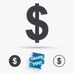 Dollar sign icon. USD currency symbol.