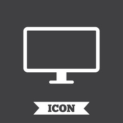 Computer widescreen monitor sign icon.