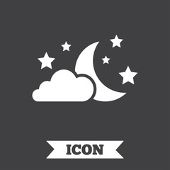 Moon, clouds and stars sign icon. Dreams symbol.