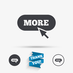 More with cursor pointer icon. Details symbol.