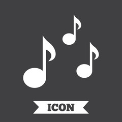 Music notes sign icon. Musical symbol.
