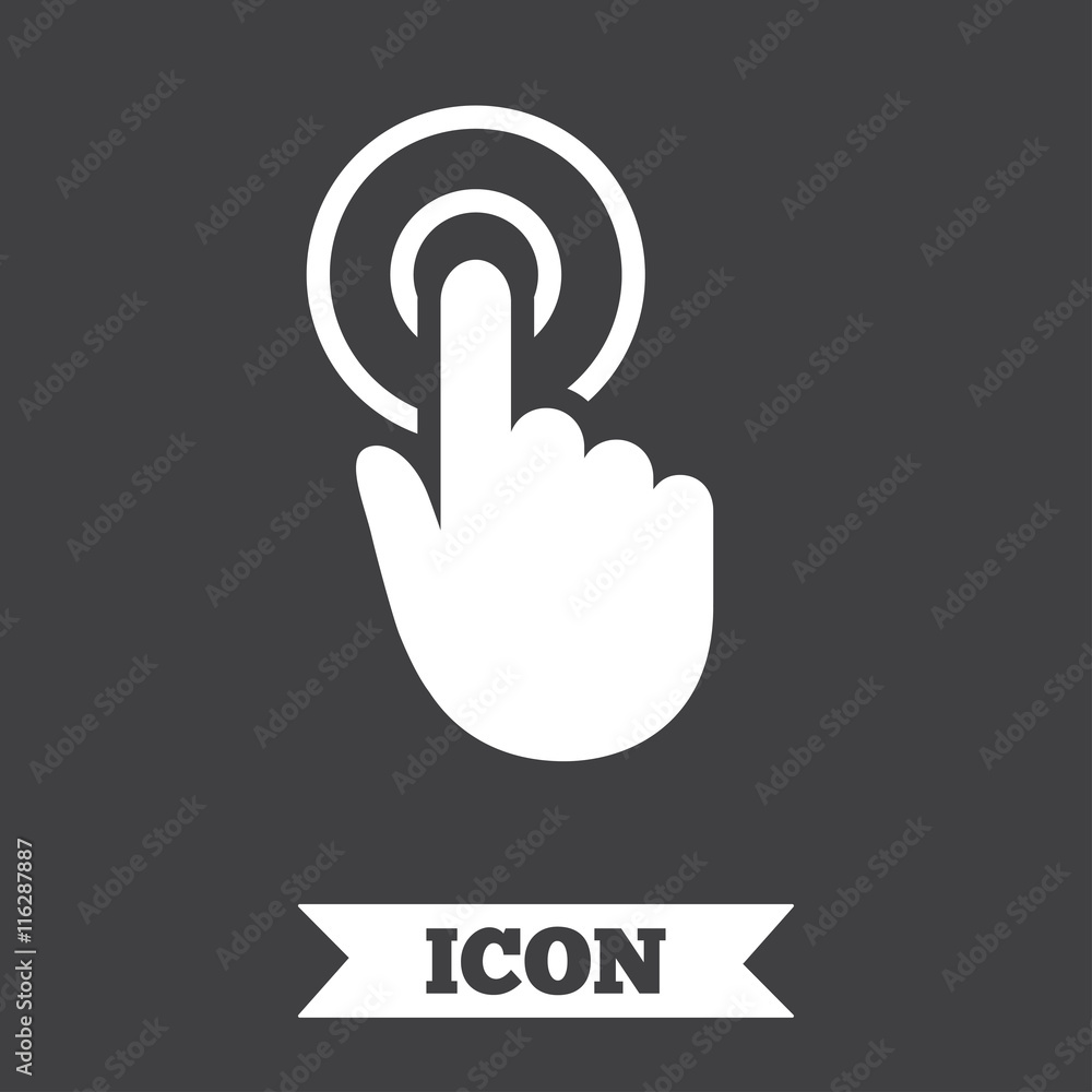 Poster hand cursor sign icon. hand pointer symbol.