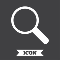 Magnifier glass sign icon. Zoom tool. Navigation.