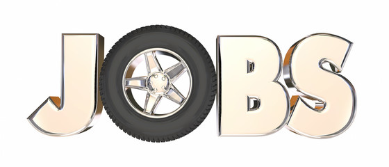 Jobs Automotive Trucking Career Wheels Word 3d Illustration