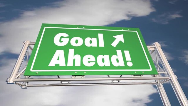 Goal Ahead Freeway Road Sign Mission Accomplished 3d Animation