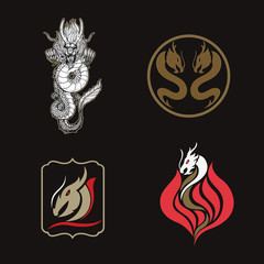 Dragon logo set