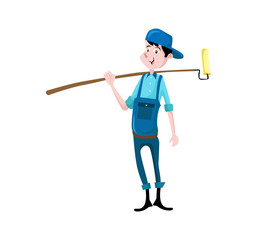 man wall painter builder illustration