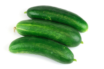 fresh cucumbers isolated on white background