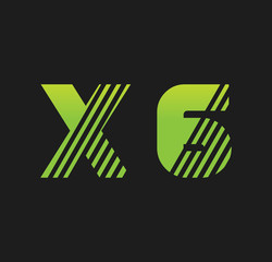 x6 initial green with strip