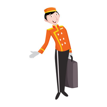 recommend clip art: Bellboy Hotel service concept represented 
