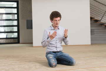 Religious Muslim Man Praying