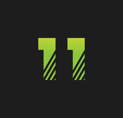 11 initial green with strip