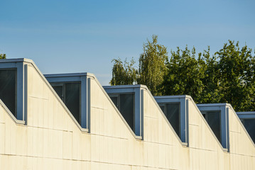 Sawtooth roof line of an old industrial building
