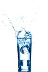 Glass of water with ice cubes