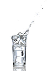Glass of water with ice cubes