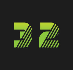 32 initial green with strip