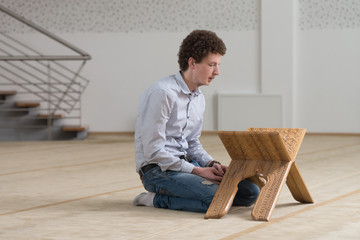 White Muslim Man Reading Holy Islamic Book Koran