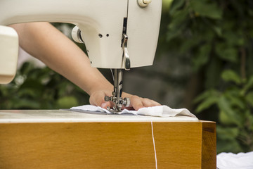 sewing machine and fabric