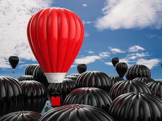 leadership concept with red hot air balloon