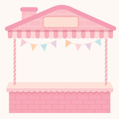 Empty pink house booth 