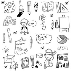 Obraz premium Hand draw doodle set school
