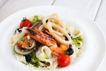 Seafood Italian Cuisine Pasta Marine Mediterranean Japanese Chinese Asian Cuisine Concept