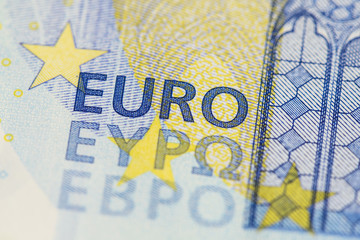 Detailed close up of a twenty Euro banknote