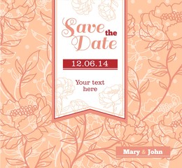 Wedding invitation with flowers