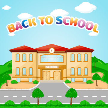 illustration of school building for back to school banner