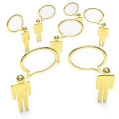 people with talk bubbles isolated over a white background. 3d rendering.