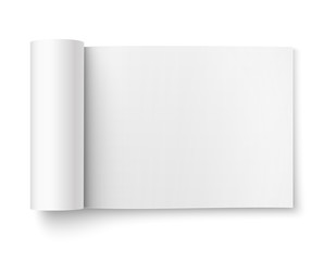 Blank open magazine template, wide format.