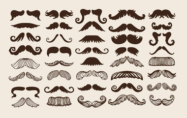  mustache silhouette isolated