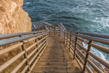 Staircase to ocean at Sunset Cliffs in San Diego, California.