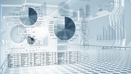 White office interior . Mixed media