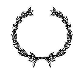 Floral wreath branches set. Decorative elements at engraving style.