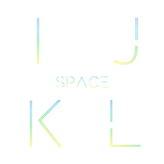 Alphabet with minimal design,I,J,K,L . Typographic alphabet in a set. Space alphabet