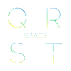 Alphabet with minimal design,Q,R,S,T . Typographic alphabet in a set. Space alphabet