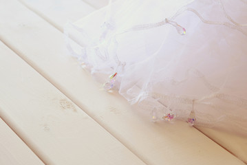 Vintage tulle chiffon bride dress background