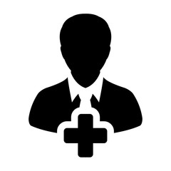Add User Icon - Man, Profile, Businessman, Person Glyph Vector illustration