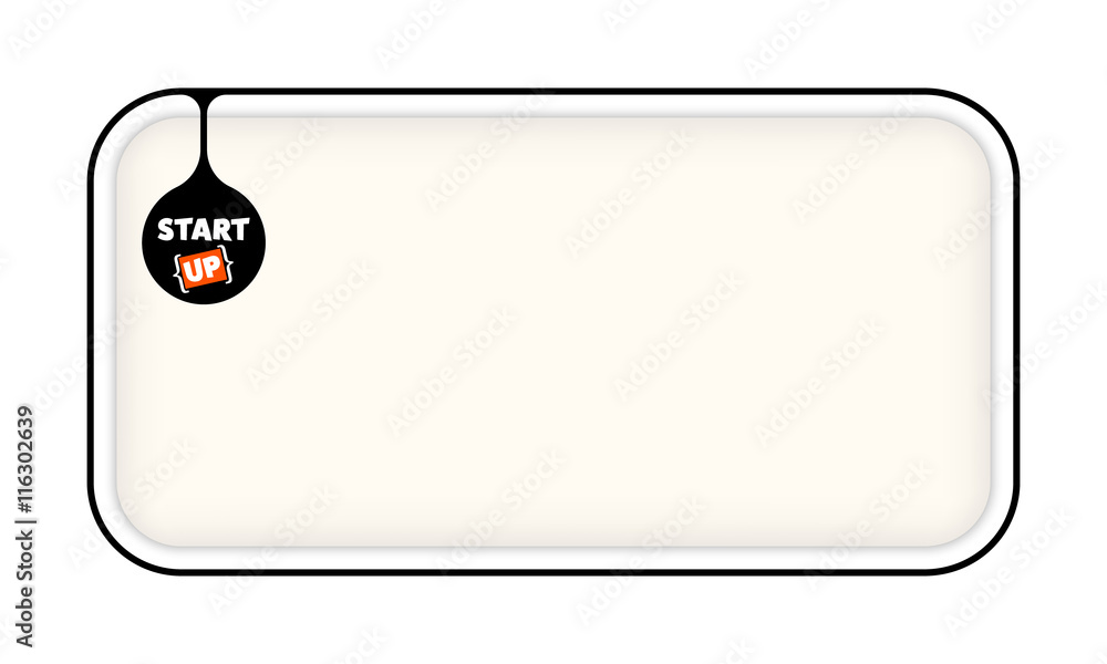 Aufkleber vector simple box to fill your text and the words start up