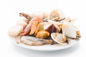 raw ingredients to prepare seafood soup