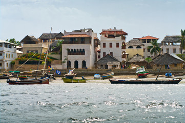 View of Lamu Town on Lamu Island in Kenya.
