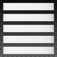 Five horizontal vector roll blank banners on black