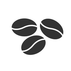 Obraz premium Coffee beans icon. Simple flat logo of coffee beans on white background. Vector illustration.