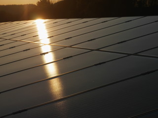 Close-up of solar panels in sunlight